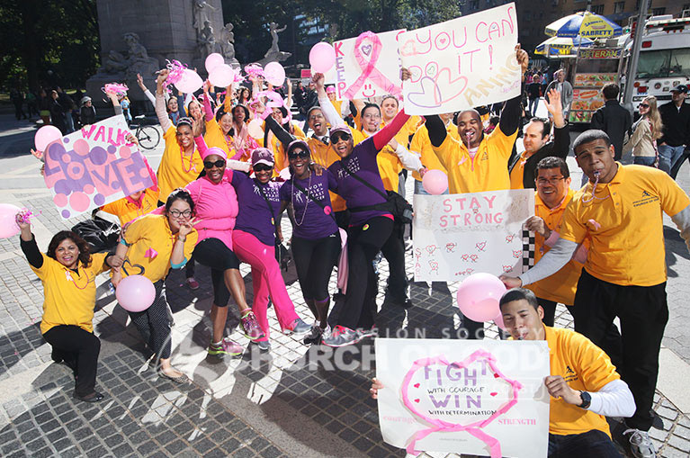 WMSCOG, World Mission Society Church of God, Chruch of God, Yellow shirts, cheering, volunteering, smile campaign, breast cancer awareness, avon, avon breast cancer walk, pink, fight cancer