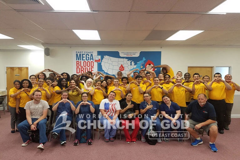 east coast mega blood drive 2016, world mission society church of god in boston, yellow shirt, volunteer