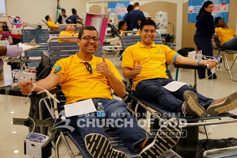 east coast mega blood drive 2016, world mission society church of god, new windsor, yellow shirt, volunteer