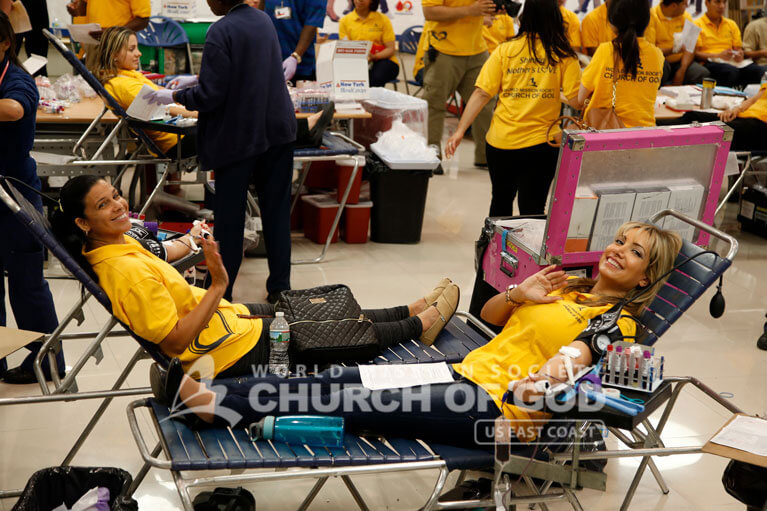 east coast mega blood drive 2016, world mission society church of god, new windsor, yellow shirt, volunteer