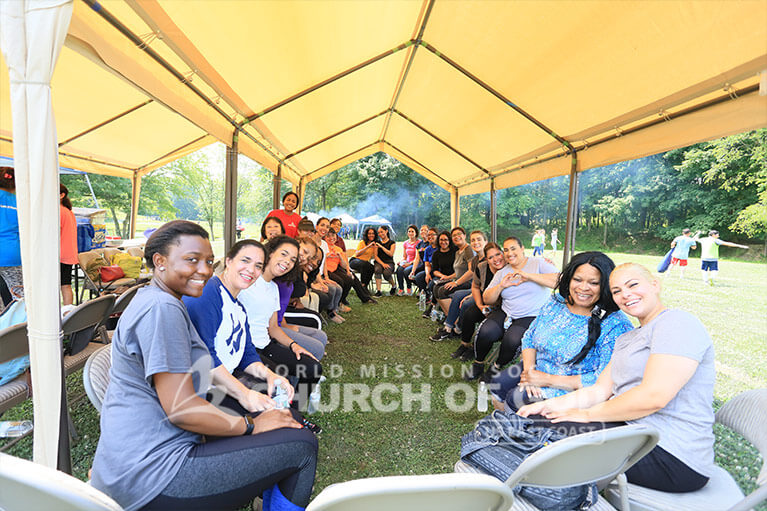 Group photo of World Mission Society Church of God members during Fourth of July 2018 Family Day