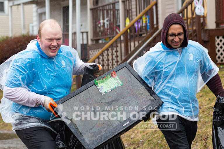 ASEZ volunteers found a broken television during their cleanup at Madison Park in Albany.